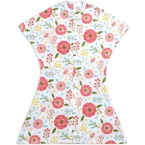 SleepingBaby Zipadee-Zip Transition Swaddle - Cozy Fleece Wearable Blanket with Two-Way Zipper for Baby Sleep - Pretty Poppy, Large (12-24 Month)