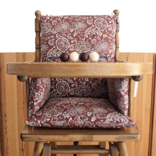 Oeko-Tex coated cotton baby high chair cushion / Mocha