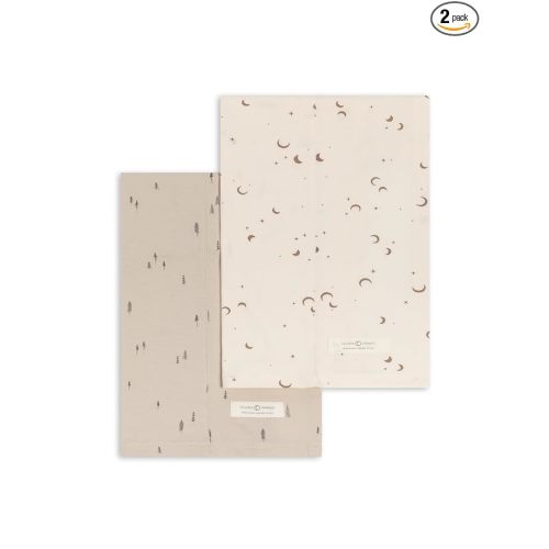 Colored Organics Baby 2 Pack Organic Cotton Burp Cloths Set - Moon + Trees