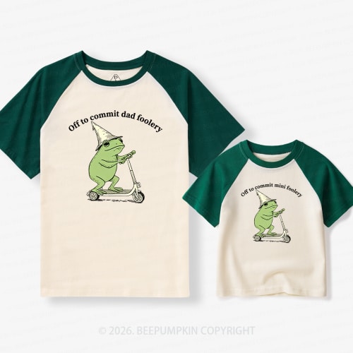 Foolery Mini Foolery Frog Scooter Dad&Me Matching Retro Raglan T-shirt