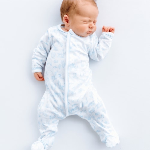 Wild West Toile Footie - Light Blue – Magnolia Baby