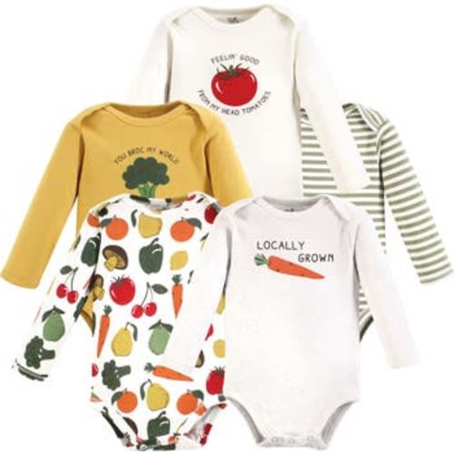 Organic Cotton Long-Sleeve Bodysuits, 0-3M