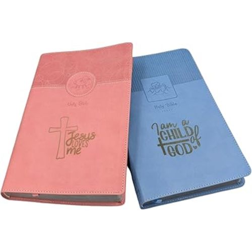 Personalized NIV Baby Bible | Pink or Blue | Baby themed-illustrations | Presentation Page for Gift Giving | Children's Bible | J2 Custom Creations