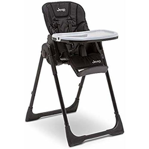 Jeep Classic Convertible 2-in-1 High Chair for Babies and Toddlers with Adjustable Height, Recline & Footrest - Dishwasher Safe Meal Tray, Midnight Black