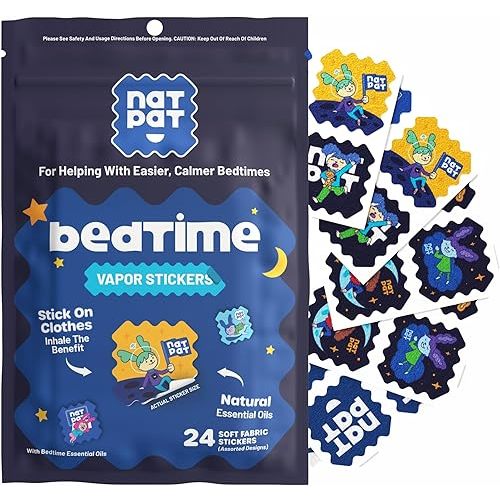 BUZZPATCH NATPAT Sleepy Patch Bed Time Stickers for Kids - Sleep Promoting Patch - Non-Toxic Solution for Better Sleep - Chemical & Drug Free, Melatonin Free Natural Patch (24 Pack)