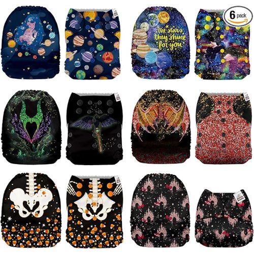 Mama Koala 1.0 Cloth Diapers for Babies, 6 Pack Pocket Shell Only (NO Inserts) - One Size Washable and Reusable Pocket Diapers for Newborns and Toddlers - 160086