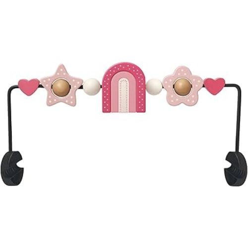Baby Bouncer Toy Bar– Compatible with Baby Bjorn Bouncer, Wooden Bouncer Toy Bar Attachment, Rotatable Sensory Toys Gifts for Babies (Rainbow)