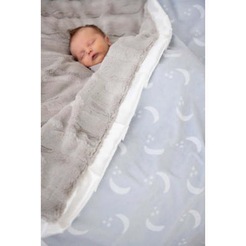 Shining Moon Silver Plush Blanket | Minky Couture