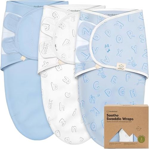 KeaBabies 3-Pack Organic Baby Swaddles for Newborns (ABC Land Cloud, 3-6M) | Baby Girls, Boys, Soft Organic Cotton, Newborn Swaddle Sleep Sack, Nursery Swaddling Blankets