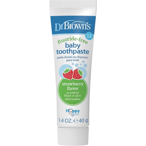 Dr. Brown’s Fluoride-Free Baby Toothpaste, Infant & Toddler Oral Care, Strawberry, 1-Pack, 1.4oz/40g, 0-3 Years