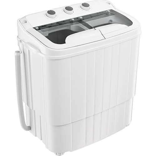 Superday Portable Washing Machine, 18lbs Mini Washing Machine and Spin Dryer Combo, Mini Twin Tub Laundry Machine for Camping, Apartments, Dorms, College Rooms, RV, Delicates, Grey