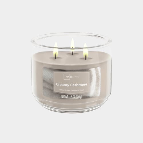 Mainstays 3-Wick Scented Glass Jar Candle, Creamy Cashmere, 11.5 oz