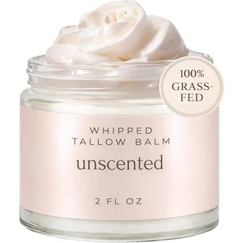 Whipped Tallow Balm – 100% Grass Fed Beef Tallow for Baby, Eczema & Sensitive Skin; Double-Infused with Calendula & Chamomile Herbs (Unscented Herb-Infused)