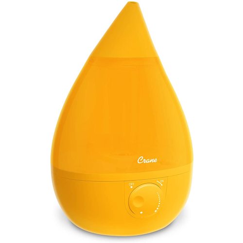 Crane Ultrasonic Cool Mist Humidifier for Bedroom, Baby Nursery, Kids Room, Plants, or Office, Large 1 Gallon Tank, Filter Optional, Orange
