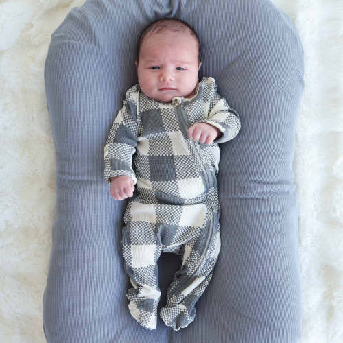 Bamboo Waffle Zipper Footies | Printed