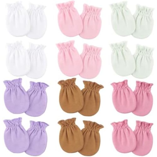 BQUBO 12 Pairs Baby Mittens Newborn Infant Toddler Mittens No Scratch Cotton Elastic Wrist Gloves for Boys Girls 0-6 Months