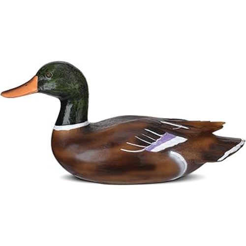 Fumete Duck Home Decor Statue Vintage Rustic Home Decorations Handcrafted Artificial Wood Duck Figurines Life Like Animal Sculpture for Shelf Countryside Indoor Living Room Farmhouse Desktop