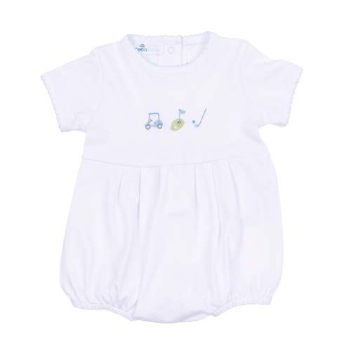 Tiny Tee Time Embroidered Bubble- Light Blue