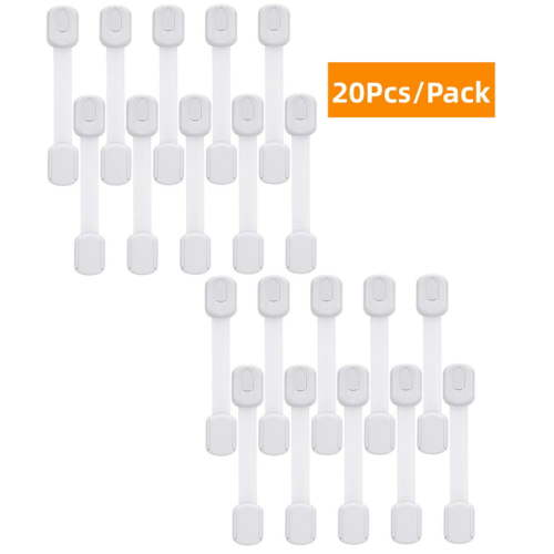 Tolobeve Baby Safety Locks for Cabinets - (20 Pack) Adjustable Cabinet Locks Baby Proofing, Child Proof Lock Latches, White
