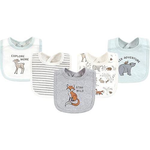 Touched by Nature Unisex Baby Organic Cotton Bibs, Dreamy Woodland, One Size