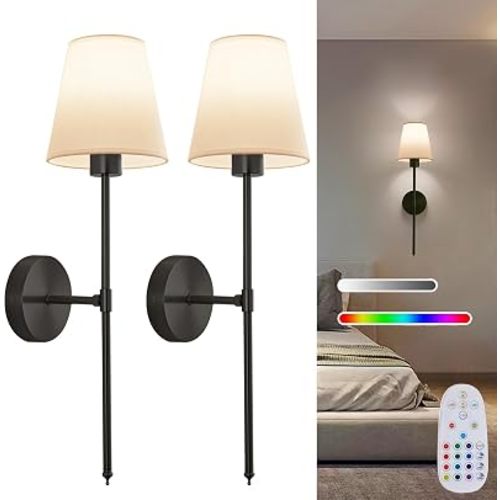 Battery‑Operated Wall Sconces Set of 2, Rechargeable Wireless Wall Lights