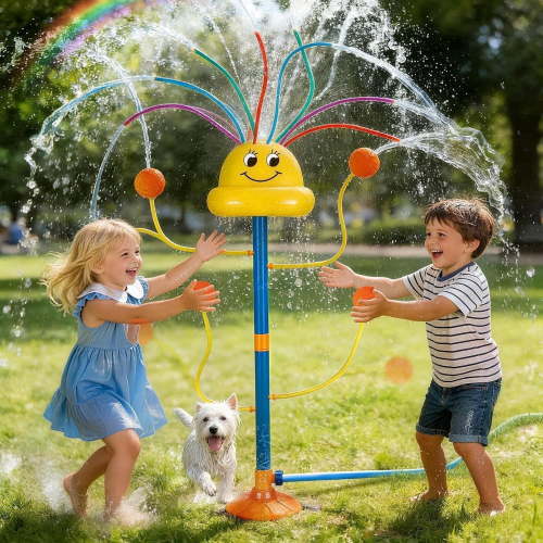 Vatos Kids Water Sprinkler Toy, Rainbow Splash Yard Sprinkler with Wiggle Tubes and Spray Nozzles, Outdoor Summer Water Toy for Backyard Lawn Play, Boys and Girls Ages 3-8