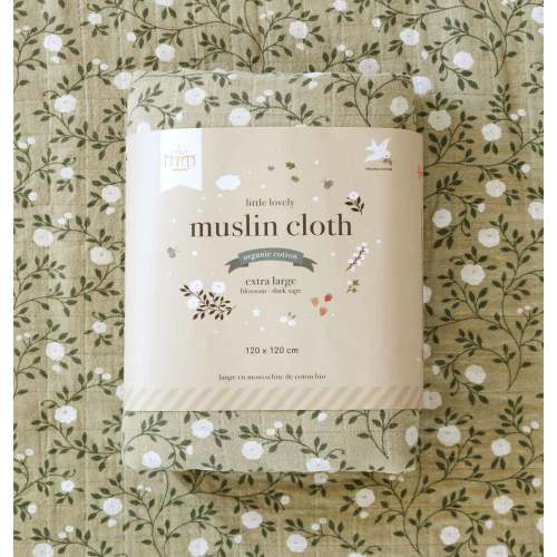 Dark Sage Blossom Swaddle/Muslin Cloth