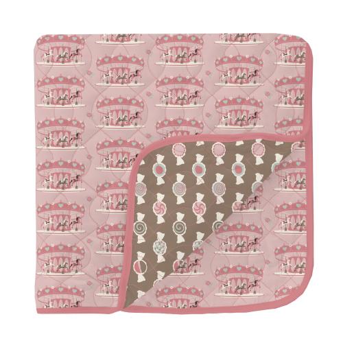 Print Quilted Toddler Blanket in Baby Rose Fair Carousel/Portabella Saltwater Taffy