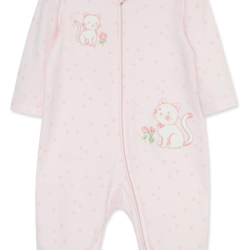 Little Me Clothes for Baby Girls' 100% Cotton Scratch-Free Tag Footie Sleeper, Preemie to 9 Months