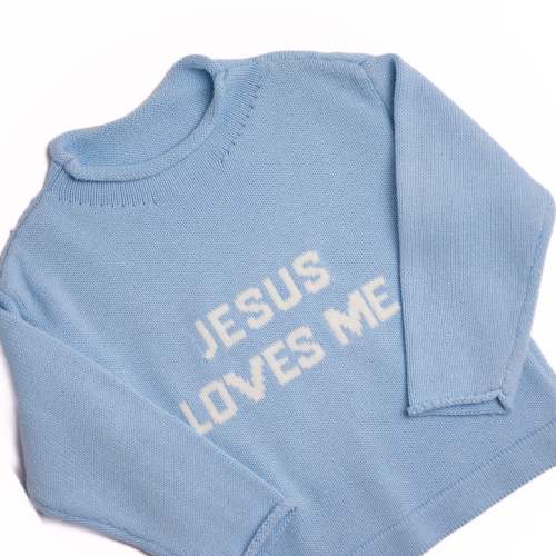 Blue Jesus Loves Me Sweater – Little Bear Smocks