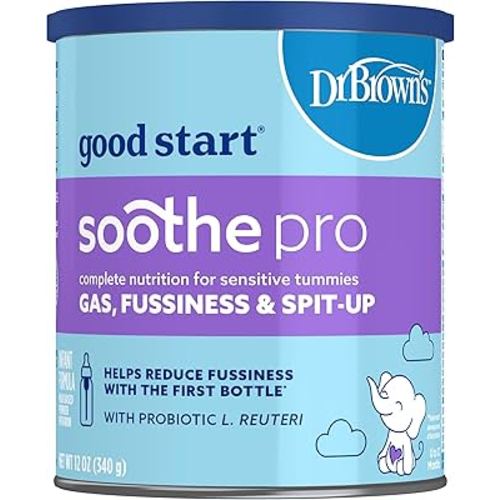 Good Start | Dr. Brown's Soothe Pro, Baby Formula Powder, for Sensitive Tummies, Gas, Fussiness and Spit-Up, Infant Formula with Probiotics, DHA, Non-GMO, 12 Ounces