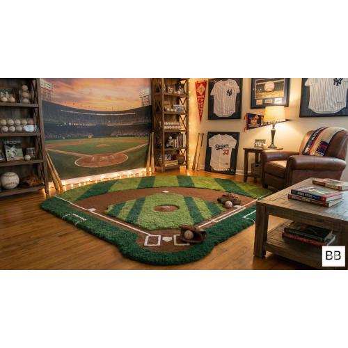 Hand Tufted Wool Baseball Field Rug – Sports Nursery, Game Room