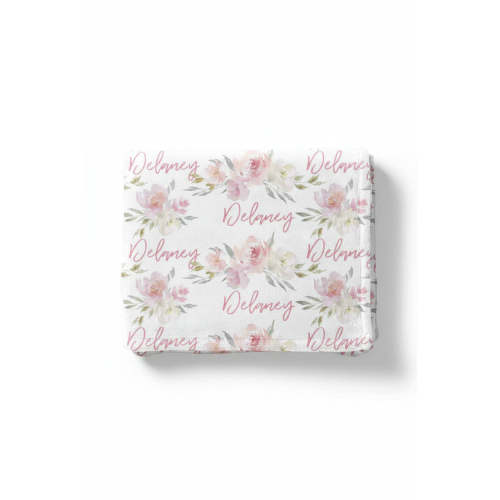 Delaney Dusty Blush Floral Personalized Toddler Blanket