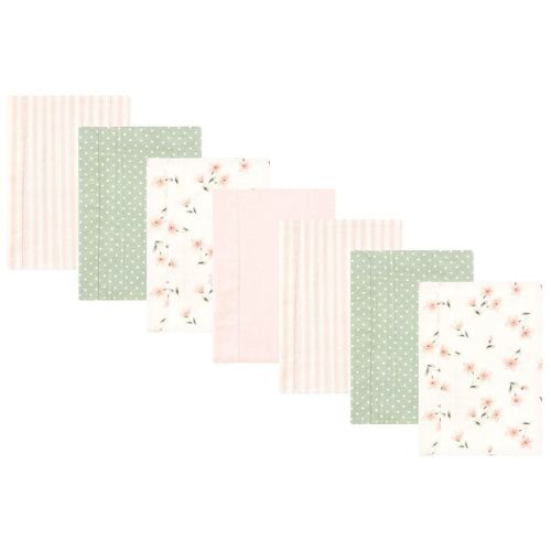 Flannel Burp Cloths, Pink Dainty Floral 7 Pack, One Size