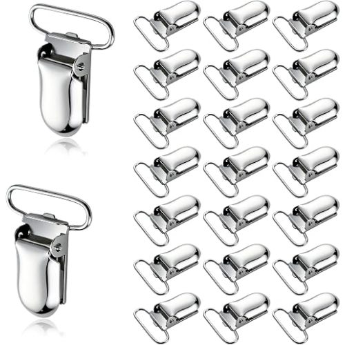 25 PCS 1" Suspender Clips Metal Pacifier Clip Holder