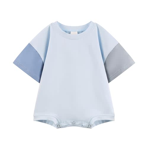 Bafeicao Baby Boy Girl Bubble Romper Color Block Short Sleeve T Shirt Newborn Summer Bodysuit