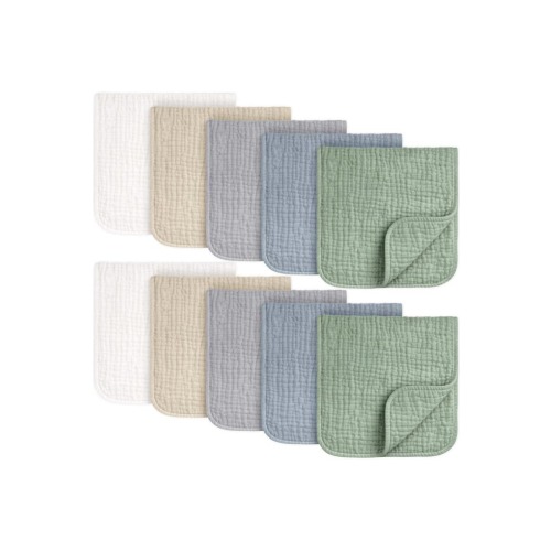 10-Pack Lyra Muslin Burp Cloths, One Size