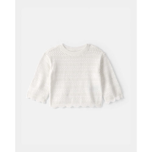 Baby Girl Scalloped Sweater - Ivory - OshKosh B'gosh | Carter's