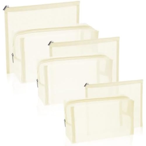 6 Pieces Mesh Makeup Bags Mesh Cosmetic Bag Portable Travel Organizing Zipper Pouch Toiletries Makeup Pouches for Home Office Travel Accessories