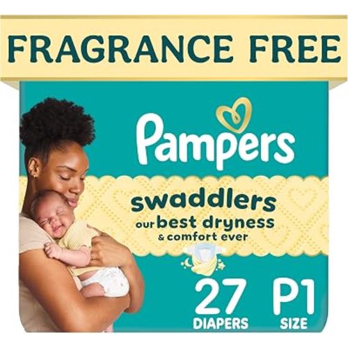 Swaddlers Newborn Diapers, Size P1 (up to 6 lbs), 27 Count, Fragrance Free, Hypoallergenic, Absorbent, Pediatrician Recommended, Skin Safe