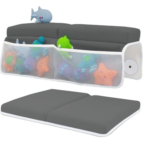 Comfortable Baby Bath Kneeler and Elbow Rest Pad Set - 1.5 Inch, Dark Grey