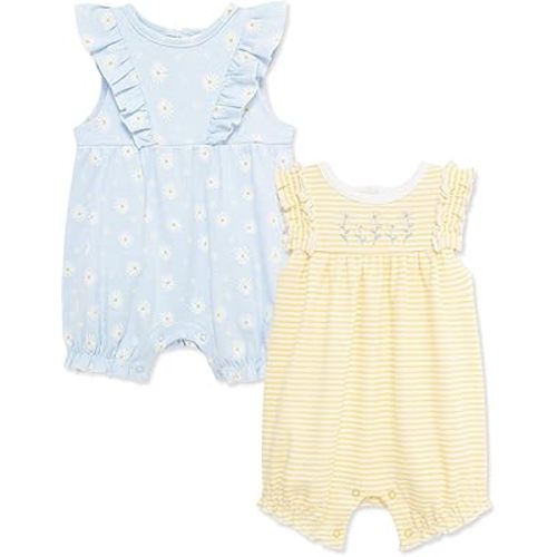 Little Me Clothes for Baby Girls' 2-Pack Rompers, 3 Months - 12 Months