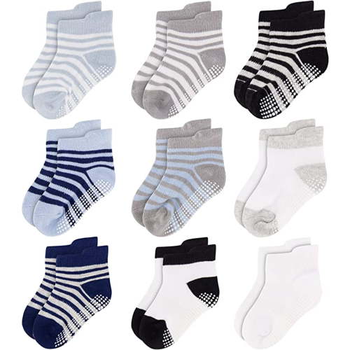 Rising Star Unisex Non Slip Low-Cut Grip Socks for Infants and Toddlers (9 Pack)