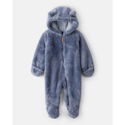 Baby Boy Sherpa Long-Sleeve Hooded Jumpsuit - Blue - Carter's | Carter's