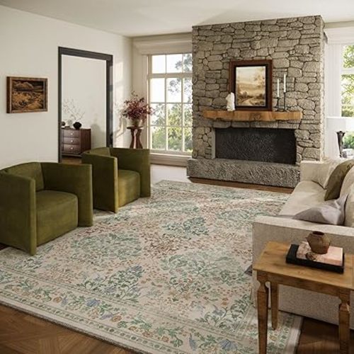 8x10 Washable Rugs for Living Room: Bedroom Area Rug Stain Resistant Non Slip Low Pile Lightweight Soft Carpets for Dining Room Kitchen Nursery Kids Room Playroom Home Office Indoor