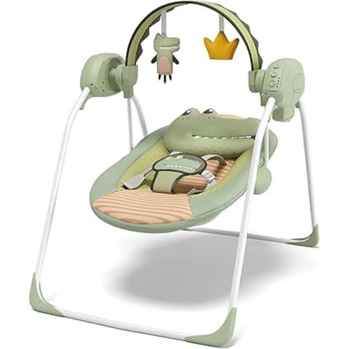 Baby Swings for Infants, Portable Baby Swing with Adaptable Speed, Music and Timer, Infant Swing for Babies 0-9 Months 6-20 lbs, Indoor/Outdoor Use