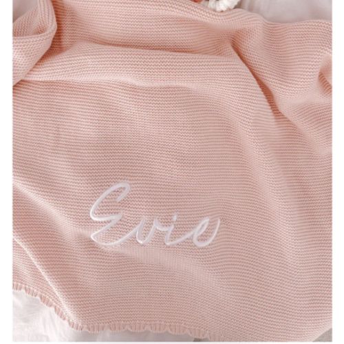 SCALLOP PERSONALISED BABY BLANKET | BABY PINK