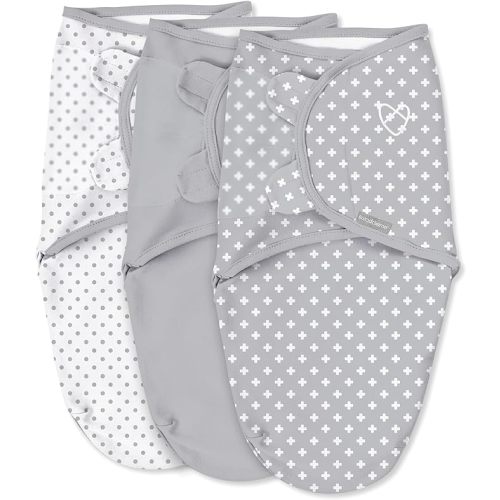 SwaddleMe by Ingenuity Original Swaddle, 100% Cotton, Improves Sleep & Calms Startle Reflex, 0-3 Months, 1.0 TOG, 2-Pack, Baby Swaddle Blanket - Peekaboo Sloth