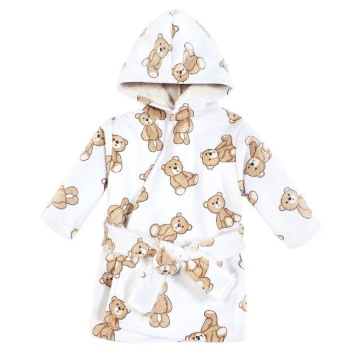 Hudson Baby Boys Mink with Faux Fur Lining Pool and Beach Robe Cover-ups, Teddy Bears, 6-12 Months