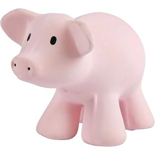 Tikiri My First Farm Animal Pig Natural Rubber Rattle (Pink)
